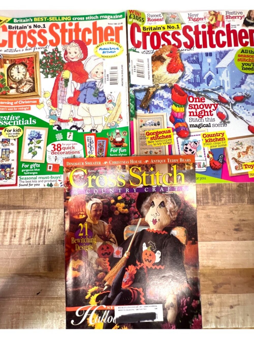 3 Christmas & Halloween-Themed Cross-Stitch Magazines Festive Patterns Seasonal